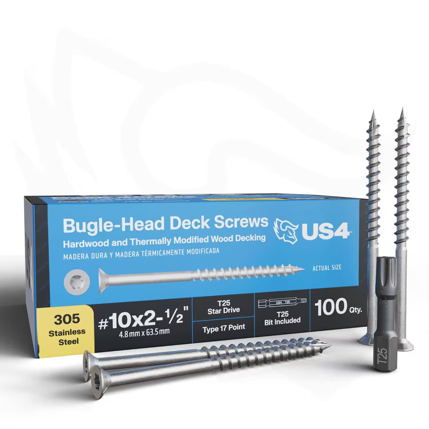US4 Bugle Head Stainless Steel Deck Screws #10x2.5" — Cedar