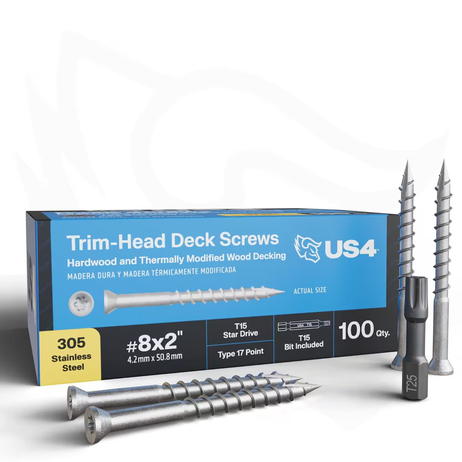 US4 Trim Head Stainless Steel Deck Screws #8x2"