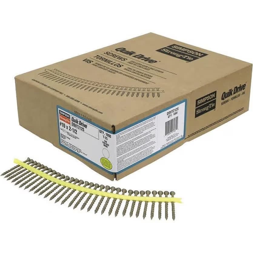 Simpson Strong-Tie QuikDrive DHPD Hardwood #10 x 2-1/2 in Decking Screw, 1000 ct Collated