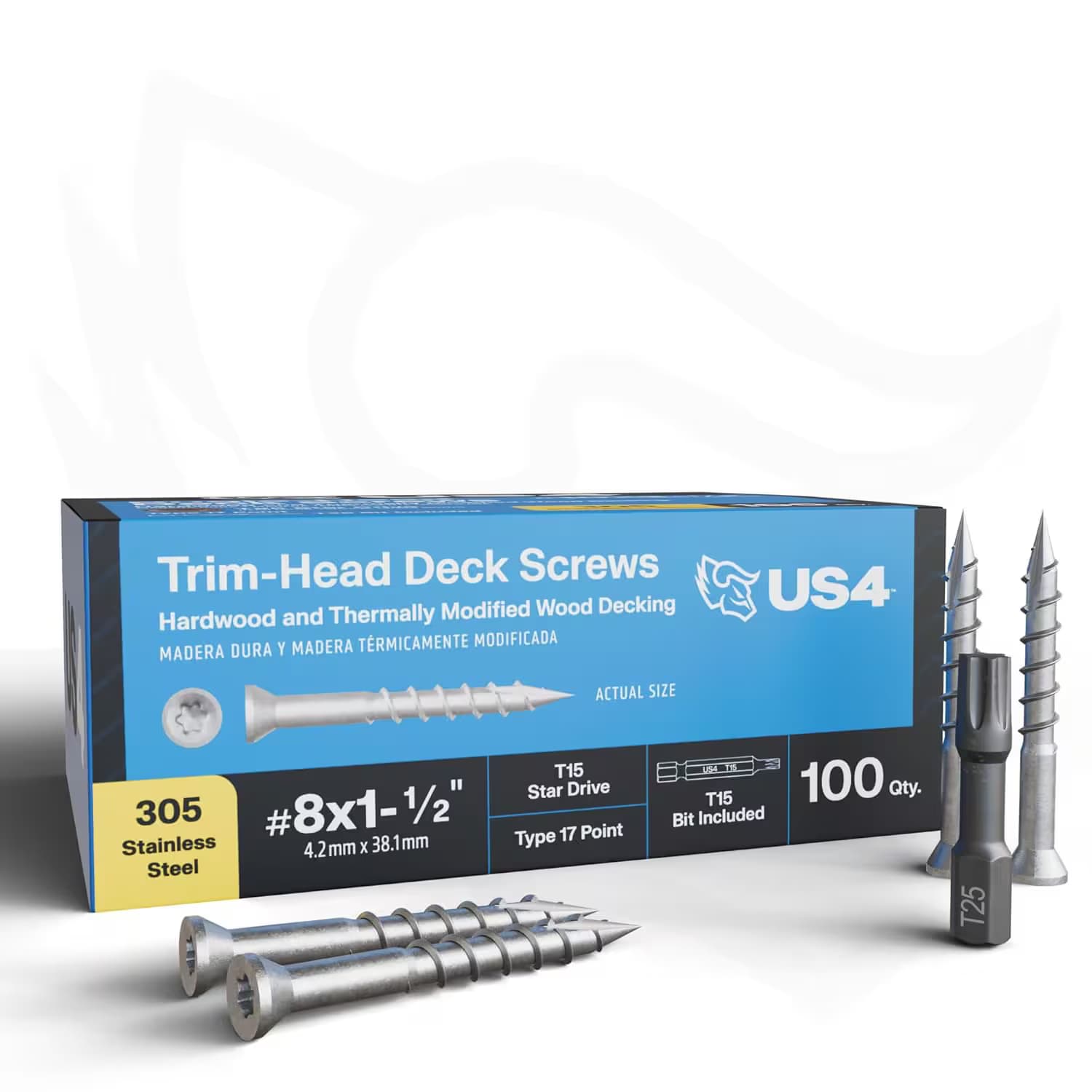 US4 Trim Head Stainless Steel Deck Screws #8x1.5"