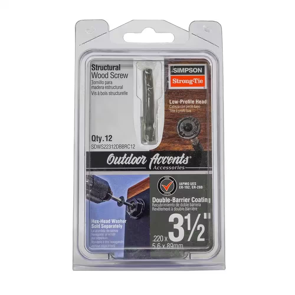 Simpson Strong-Tie Outdoor Accents Structural Wood Screw, 0.22 x 3-1/2 in T40