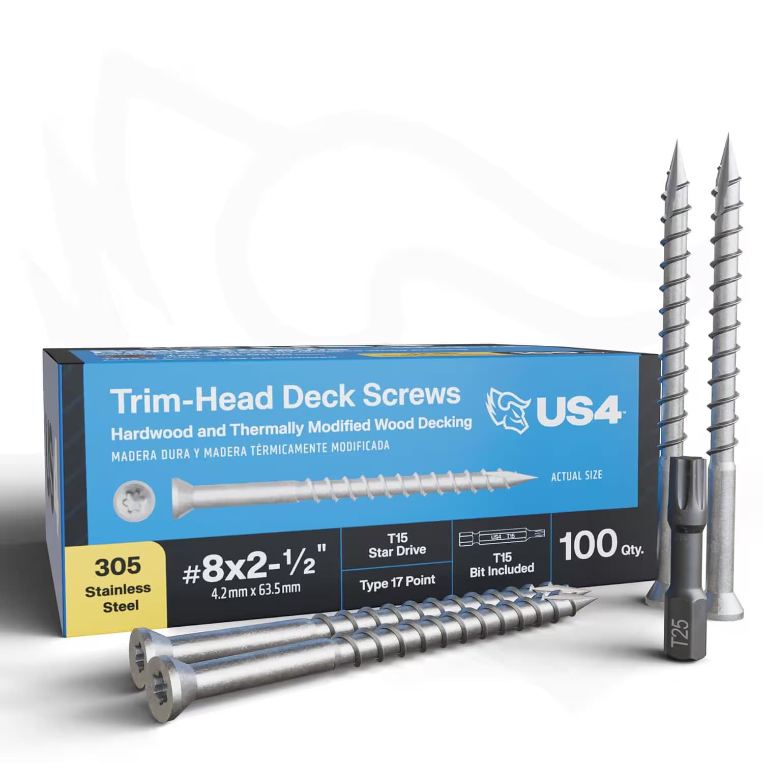 US4 Trim Head Stainless Steel Deck Screws #8x2.5" — Cedar