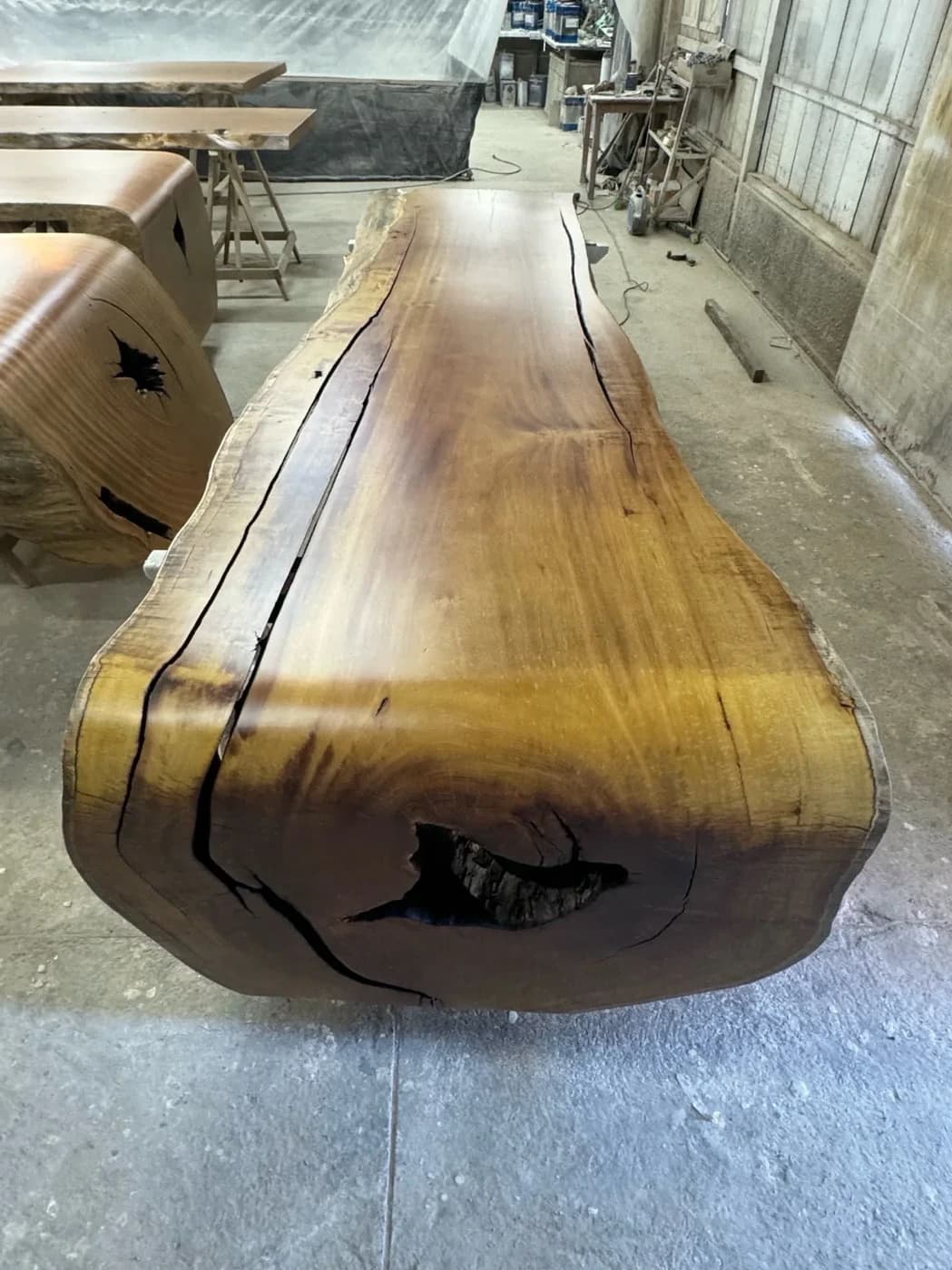 Garapa Live Edge Waterfall Table — 10.7 ft | #176