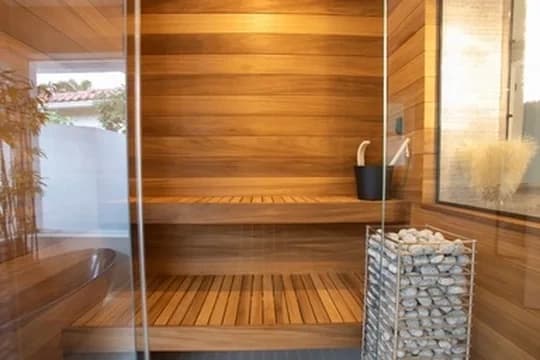 Pre-Cut Thermowood Sauna Kit — 5 × 7 ft — Natural