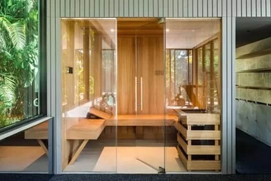 Pre-Cut Thermowood Sauna Kit — 6 × 8 ft — Natural
