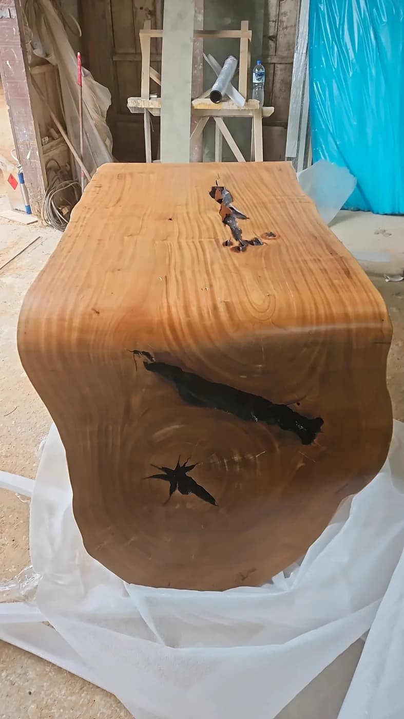 Pequi Live Edge Double Waterfall Table — 8.4 ft | #163