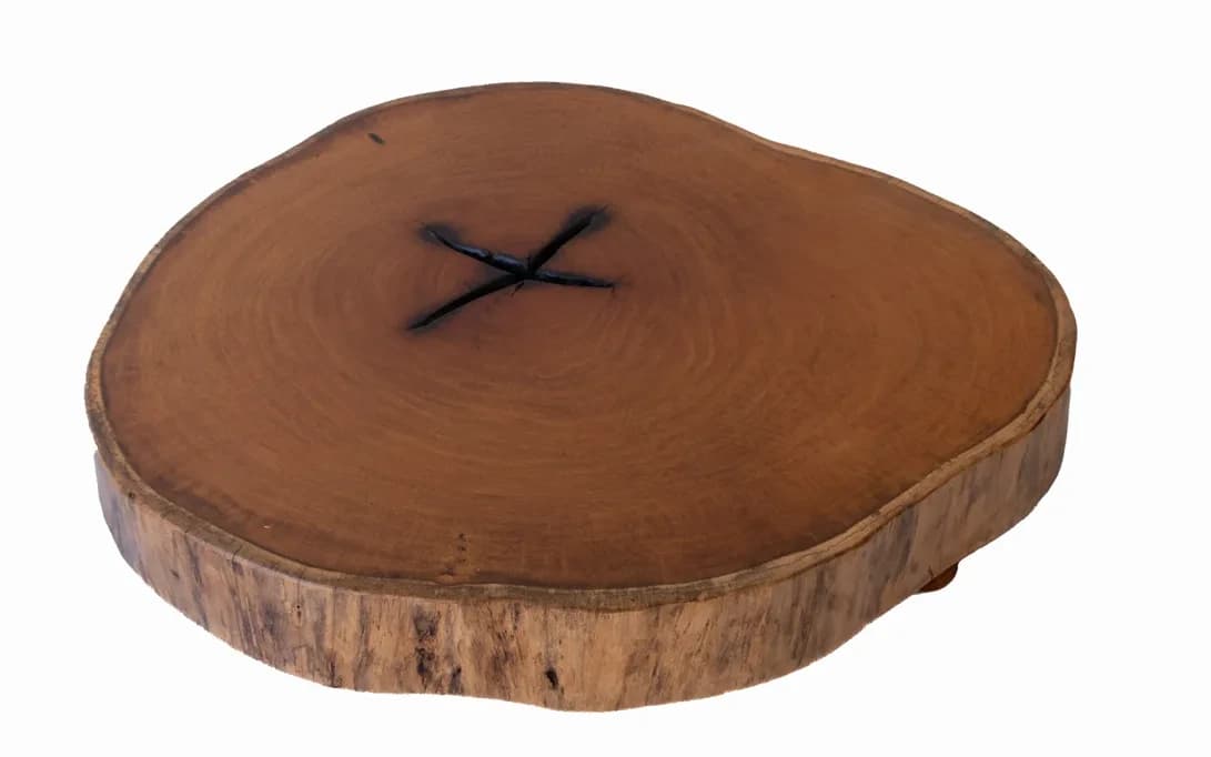 Garapa Round Live Edge Wood Slab — 95 cm diameter | #004