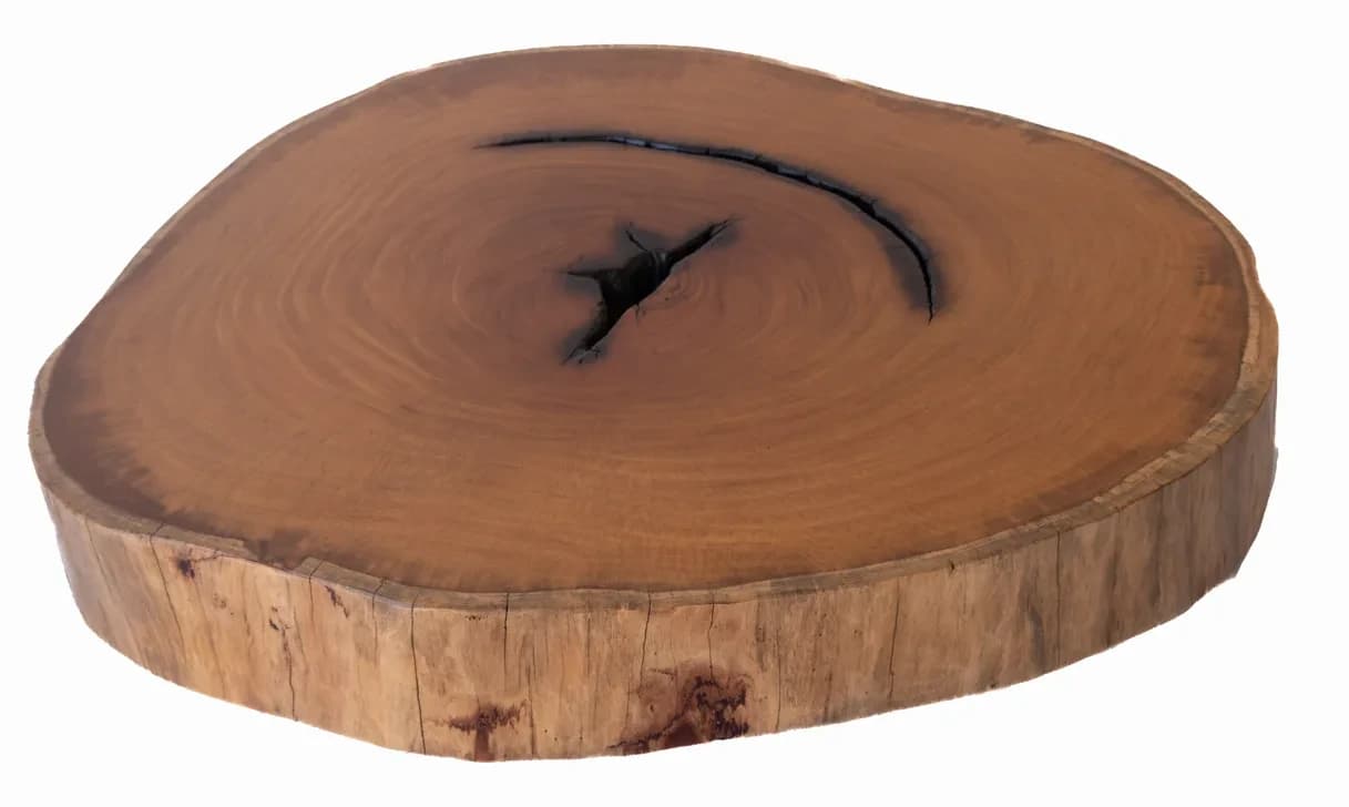Garapa Round Live Edge Wood Slab — 100 cm diameter | #002