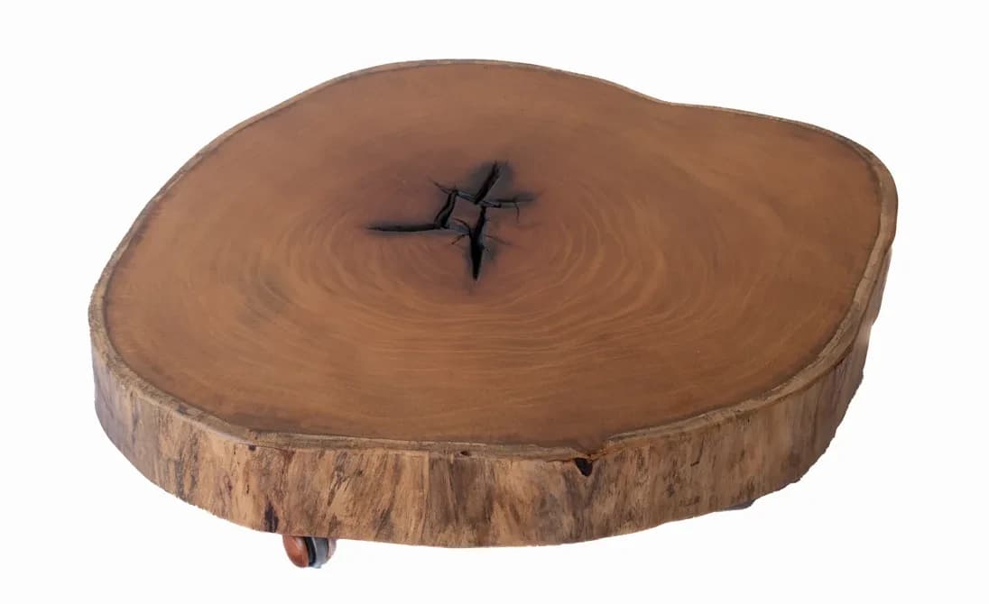 Garapa Round Live Edge Wood Slab — 105 cm diameter | #009