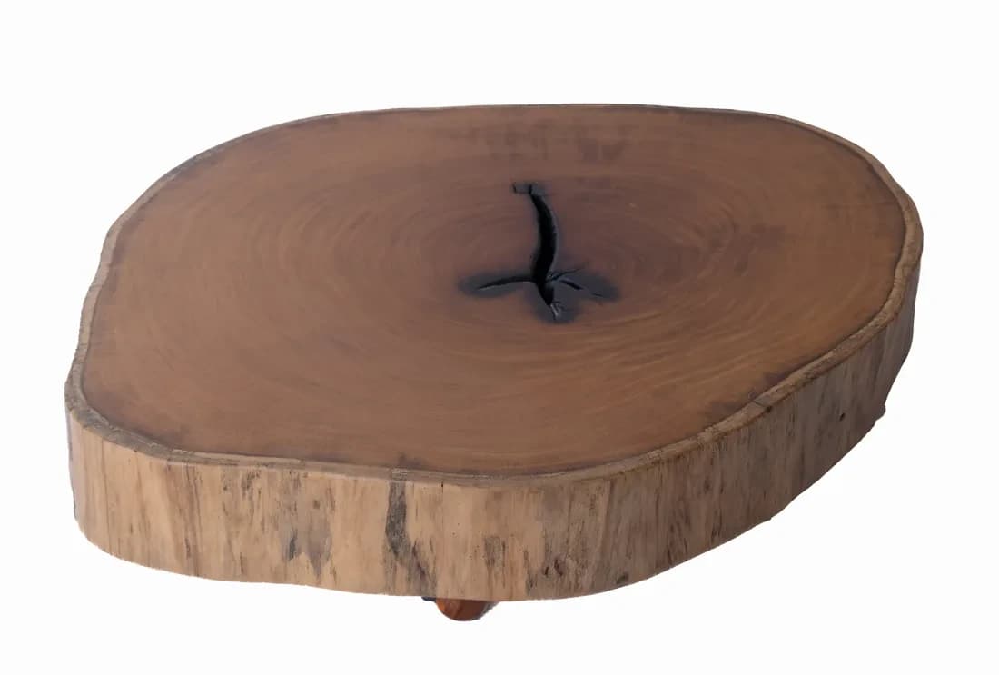 Garapa Round Live Edge Wood Slab — 95 cm diameter | #010