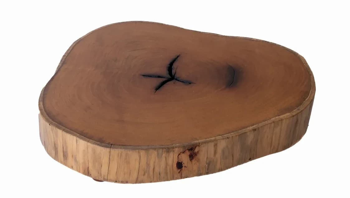 Garapa Round Live Edge Wood Slab — 100 cm diameter | #014