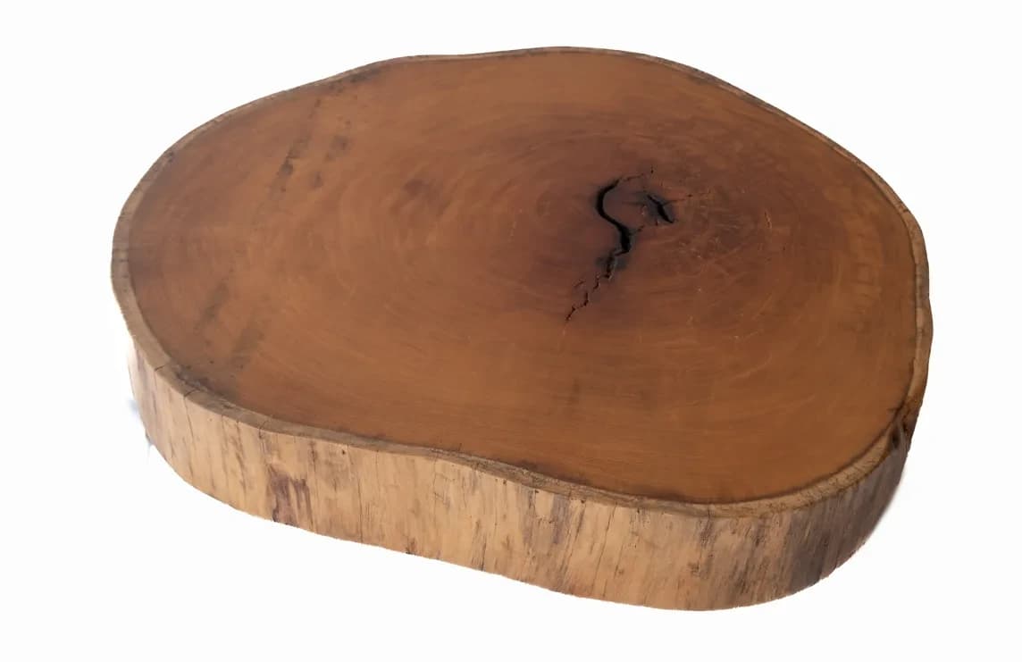 Garapa Round Live Edge Wood Slab — 95 cm diameter | #012