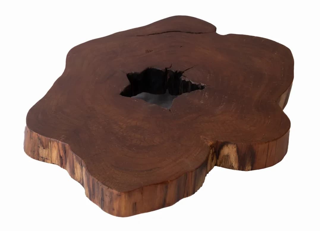 Garapa Round Live Edge Wood Slab — 100 cm diameter | #015