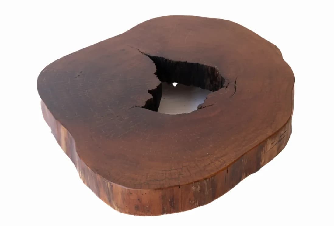 Garapa Round Live Edge Wood Slab — 100 cm diameter | #020