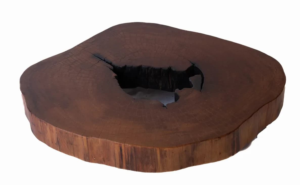 Garapa Round Live Edge Wood Slab — 100 cm diameter | #019