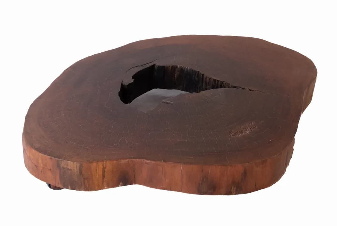 Garapa Round Live Edge Wood Slab — 100 cm diameter | #021