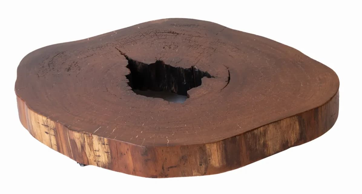 Garapa Round Live Edge Wood Slab — 85 cm diameter | #025