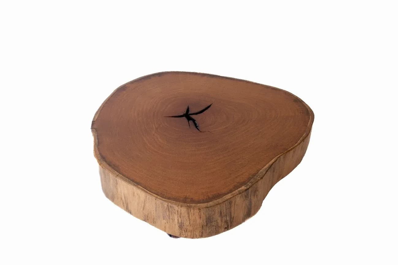 Garapa Round Live Edge Wood Slab — 100 cm diameter | #038
