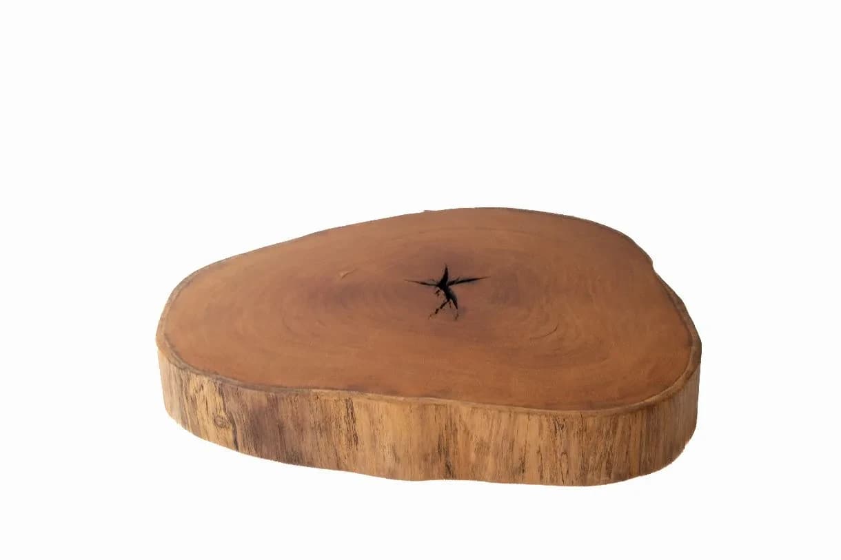 Garapa Round Live Edge Wood Slab — 100 cm diameter | #044