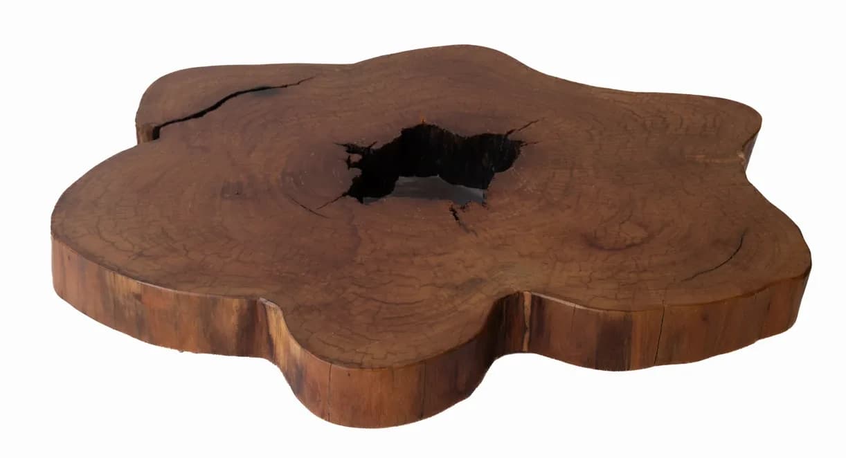 Garapa Round Live Edge Wood Slab — 90 cm diameter | #045