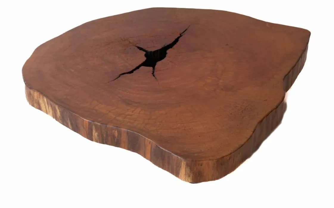 Garapa Round Live Edge Wood Slab — 100 cm diameter | #047