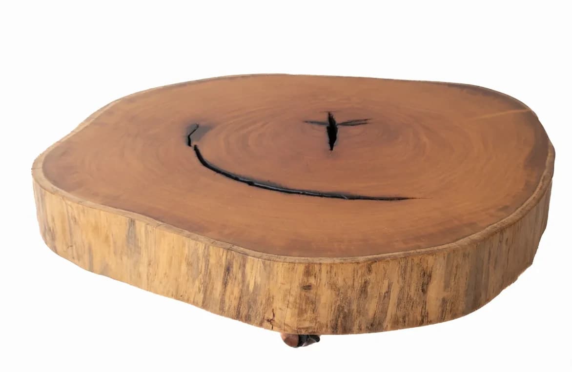 Garapa Round Live Edge Wood Slab — 95 cm diameter | #051