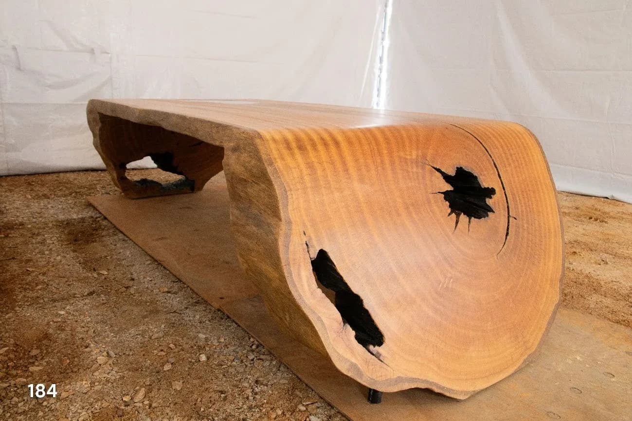 Pequi Live Edge Double Waterfall Glass Table — 8.7 ft | #184